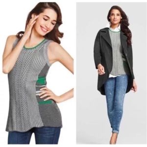 CAbi Trident Sweater Vest Green & Gray